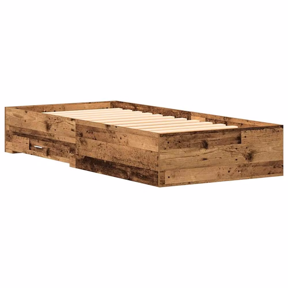 Berkfield Home Traditional Bed Frame in Brown Old Wood, W: 100 cm, L: 200 cm – 3