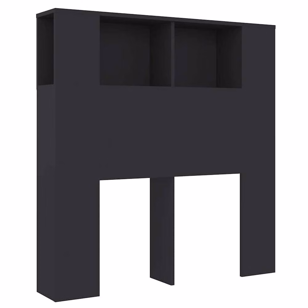 Berkfield Home Modern Black Headboard Cabinet with Integrated Bedside Shelf, W: 100 cm, D: 18.5 cm, H: 104.5 cm – 2