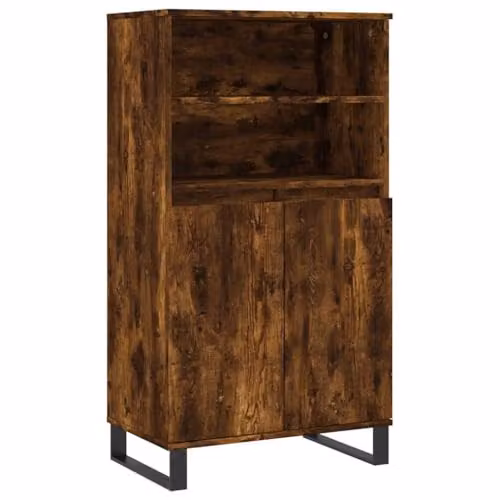 vidaXL Highboard in Smoked Oak, Brown Engineered Wood, W/D/H: 60 x 36 x 110 cm