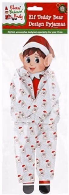 KDMD Elf Bear Design Pyjamas 3 Pack in White for Adults