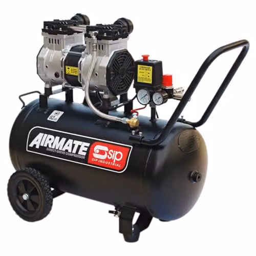 SIP Airmate Low Noise Oil-Free Direct Drive Air Compressor, Black, 50L, 1.5kW, 8 Bar, 116psi