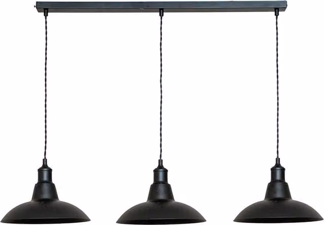 Civic Dome 3 Drop Bar Ceiling Pendant Light with LED Bulbs in Matte Black and Gold/Brass