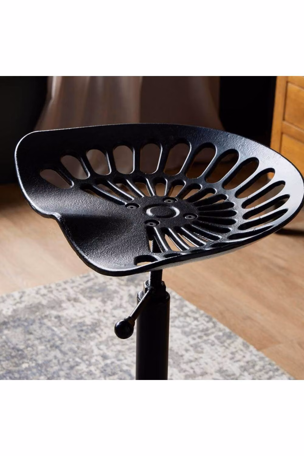 KDMD Adjustable Industrial Metal Tractor Seat in Matt Black – 4