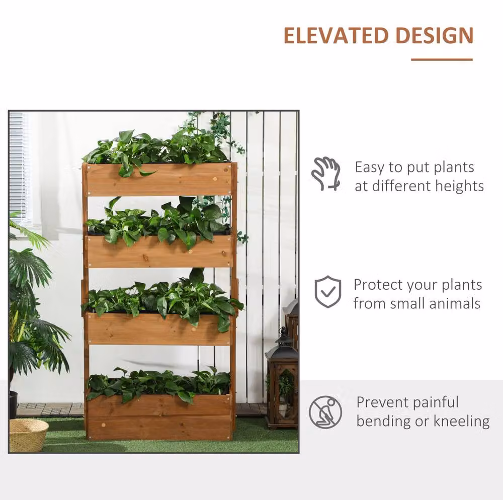STILVORA Brown Wooden Raised Bed Planter for Garden and Vegetable Growing, W: 142 cm, D: 80 cm, H: 45 cm – 5