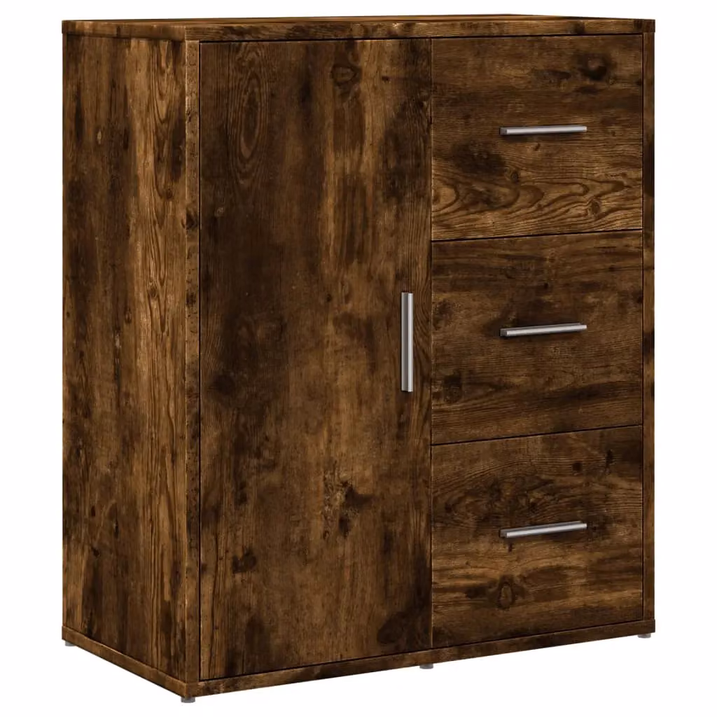 Berkfield Home Set of 2 Smoked Oak Sideboards in Brown, W/D/H: 60 x 31 x 70 cm – 3