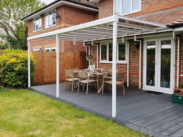 Milwood Group Simplicity 6 White Aluminium Lean-to Pergola Veranda W: 1300 cm, D: 250 cm
