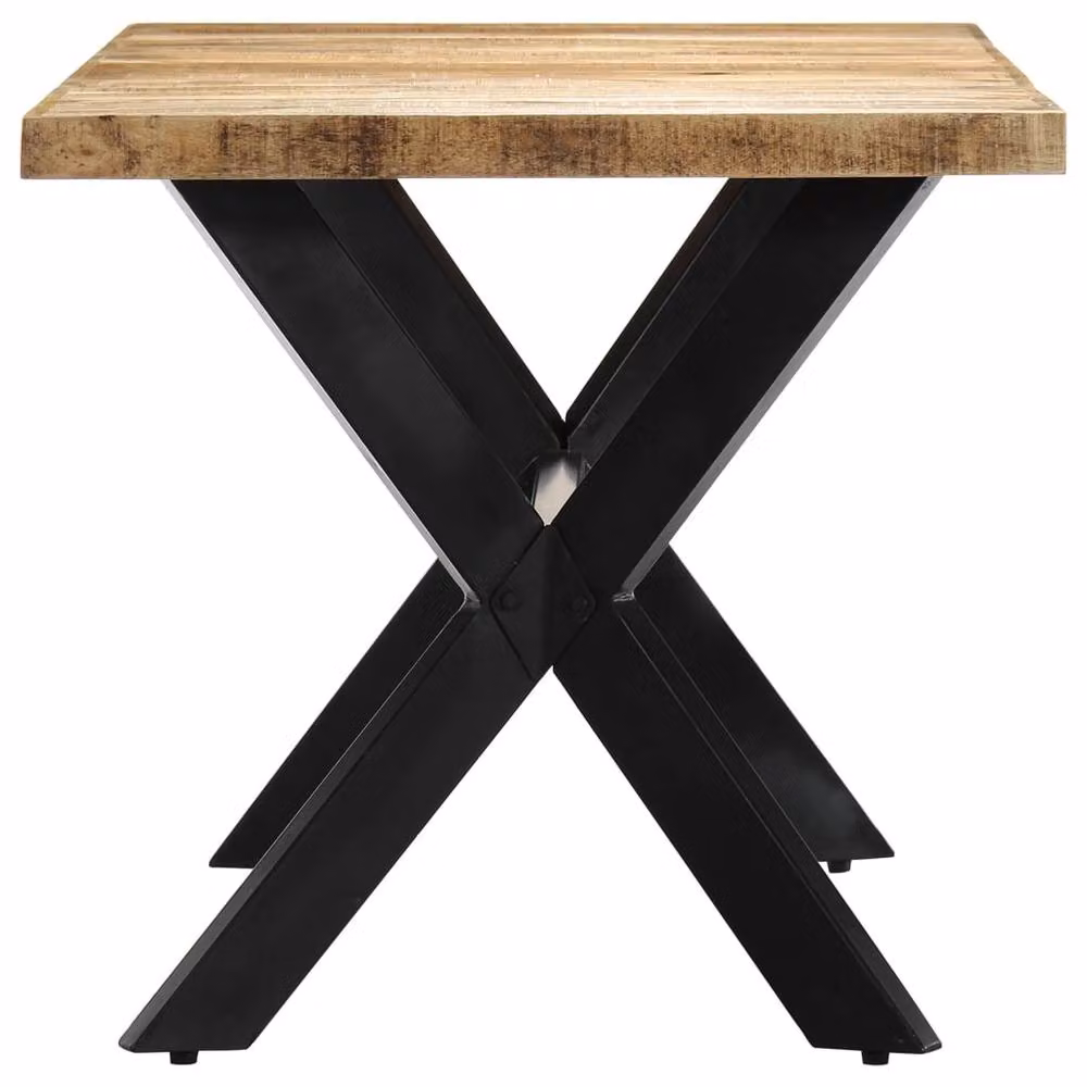 Berkfield Home Rectangular Dining Table in Brown Solid Rough Mango Wood W/D/H: 140 x 70 x 75 cm – 2