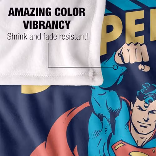 Warner Bros. Superman Superhero Super Soft Silky Touch Fleece Throw Blanket, Multicolour, W: 127.0 cm x L: 152.4 cm – 3