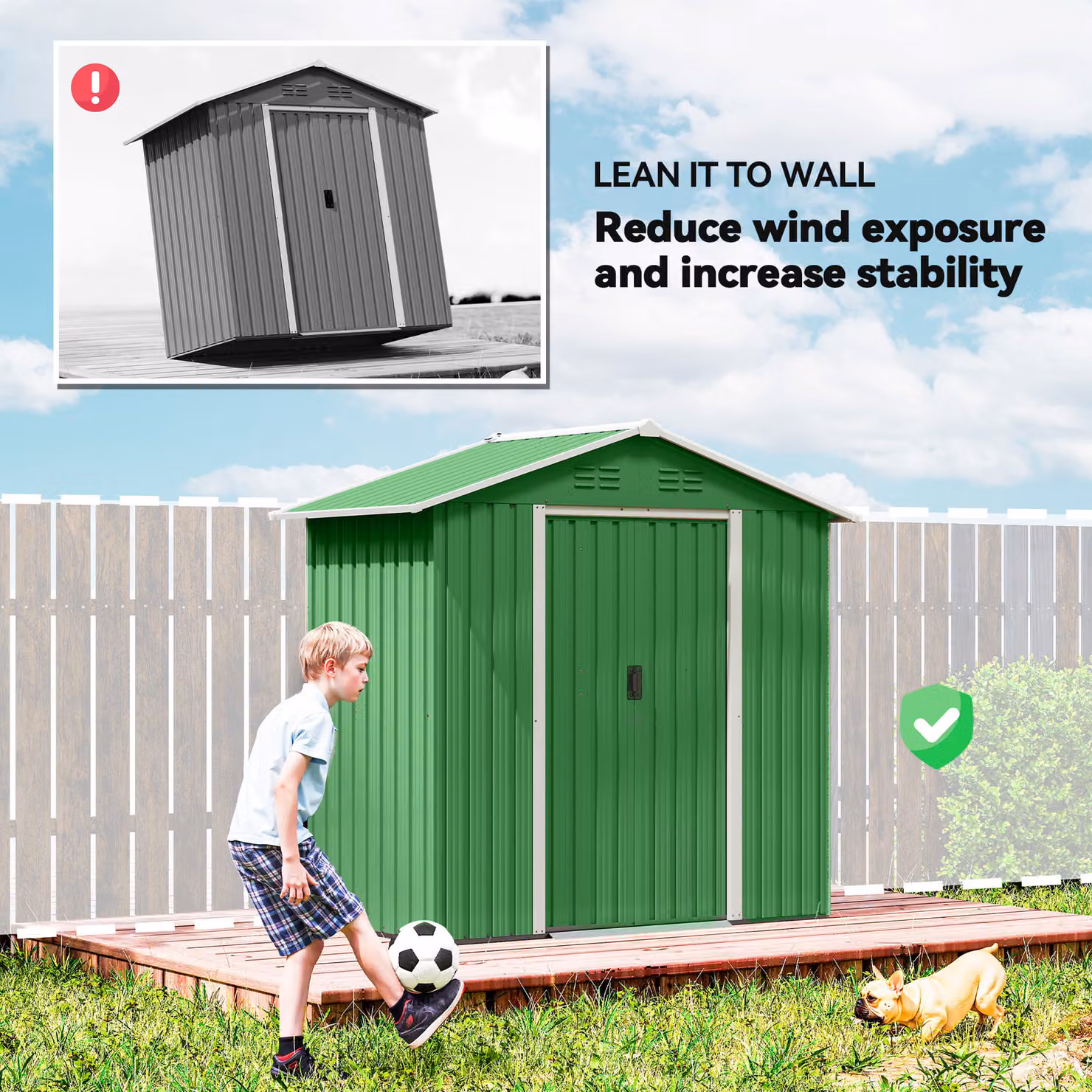 Outsunny Green Metal Garden Storage Shed with Sliding Doors and Side Vent – 8