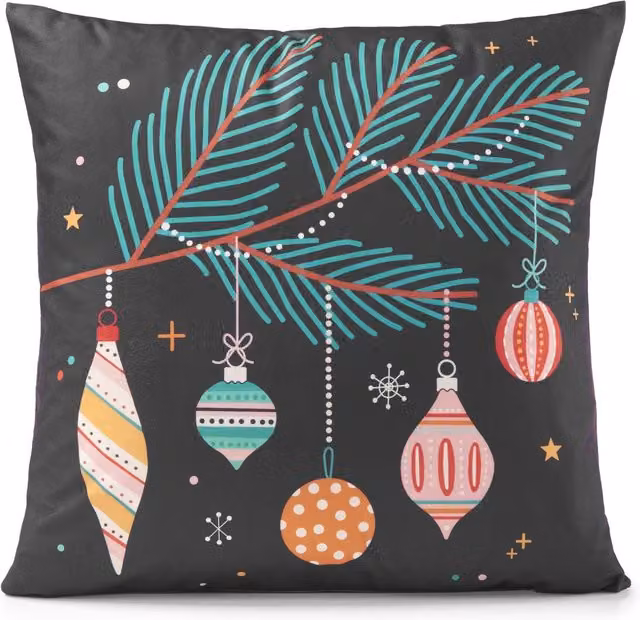 Luxury Living Black Velvet Christmas Baubles Decorative Cushion, W/D/H: 45 x 45 x 4.3 cm – 2