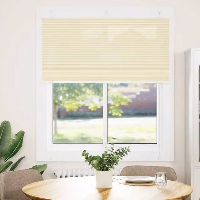 Berkfield Home Single Pleat Polyester Blind in Beige, W: 120 cm, H: 150 cm