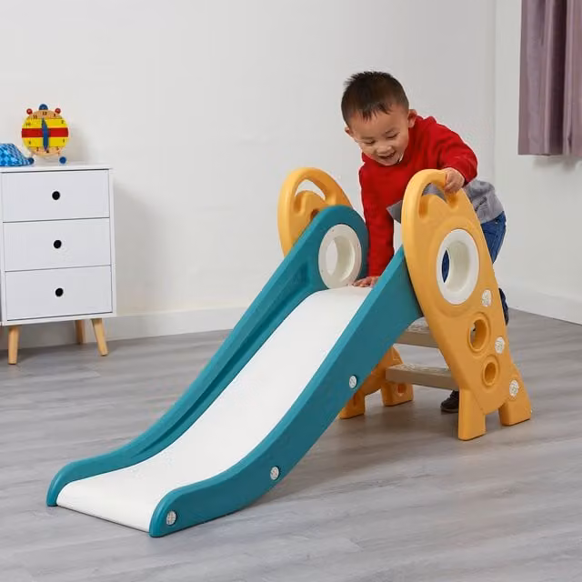 Liberty House Toys Kids Rocket Foldable Plastic Slide in Green, Gold, Grey and White