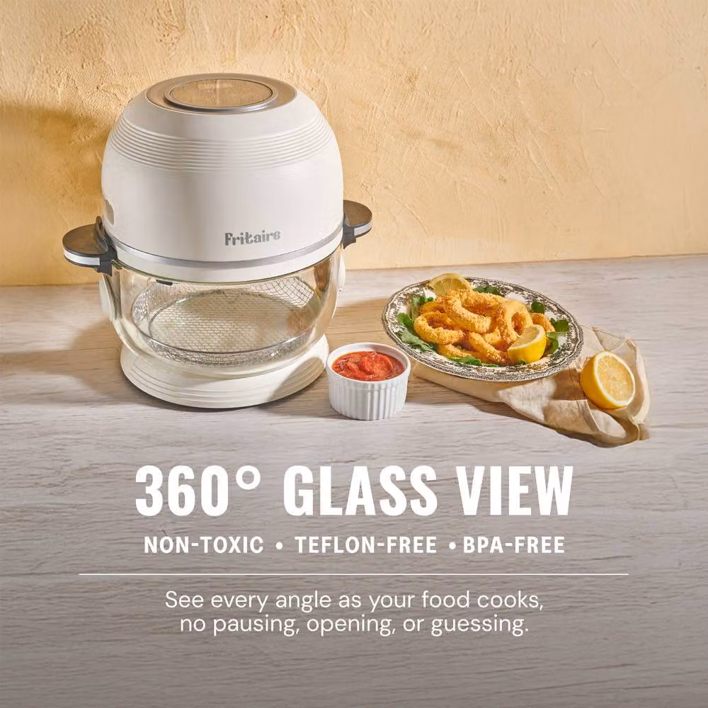 Fritaire Non-Toxic White Air Fryer with Rotating Glass Basket, Teflon and BPA Free – 2