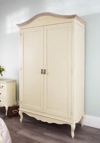Statement Furniture Juliette Double Wardrobe in Champagne with Internal Shelves and Hanging Rod, H 217 cm x W 131 cm x D 60 cm