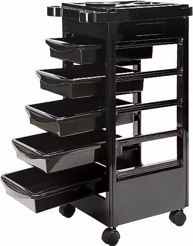 HYGRAD 6 Tier Black Salon Trolley for Hairdresser Accessories and Essentials – 2