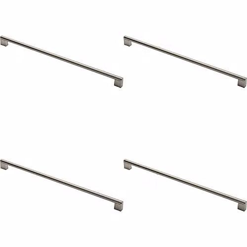 Loops 4 Pack Round Bar Pull Handle in Brushed Silver Stainless Steel, W: 48.8 cm, D: 1.4 cm, Fixing Centres: 44.8 cm