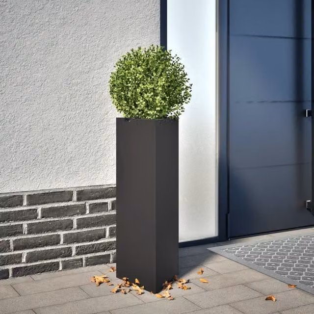 Berkfield Home Black Triangular Steel Garden Planter W/D/H: 30 x 26 x 75 cm – 1
