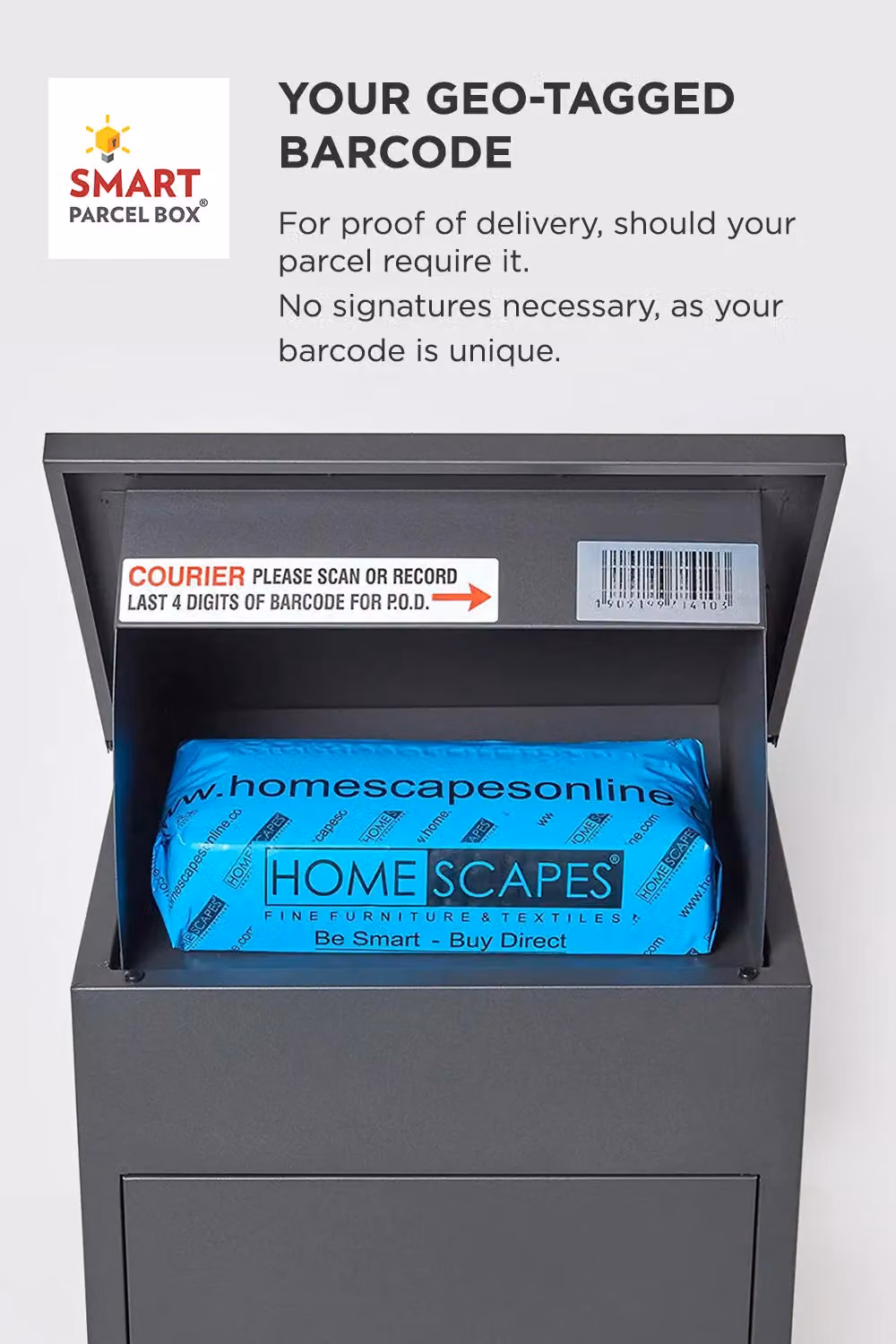 Homescapes Smart Parcel Box Medium Front Access Secure Delivery Box in Grey – 6
