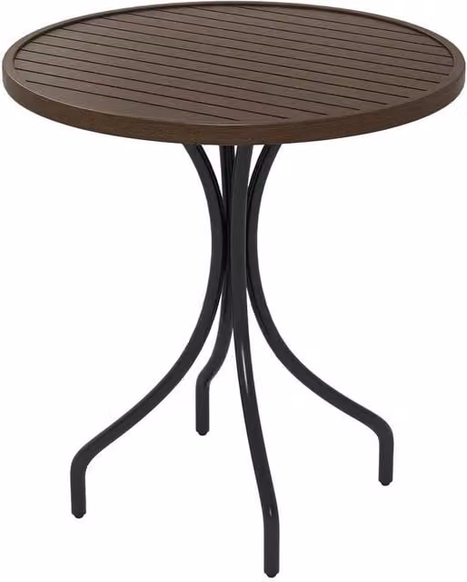 SPETLEK Round Metal Garden Side Table in Matt Brown, Diameter: 66 cm
