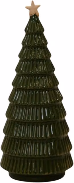 Four Candle Green Glazed Ceramic Christmas Tree with Gold Star Ornament, Height: 20 cm – 1