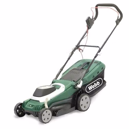 Webb Supreme WEER37RR Electric Rotary Lawnmower with Rear Roller, 1600W Motor, 37cm Cutting Width and 40L Collection Bag
