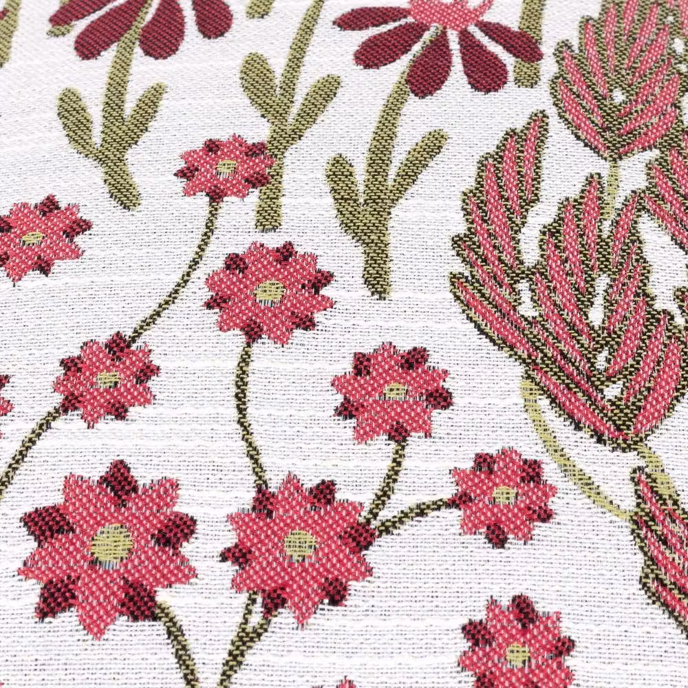 Wylder Ophelia Nature Floral Jacquard Square Cushion, Red and Multicolour, W/D/H: 50 x 50 x 50 cm – 3