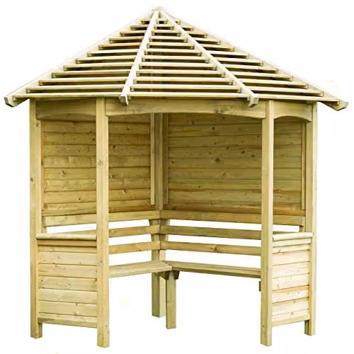 Forest Garden Venetian Corner Arbour in Brown Wood