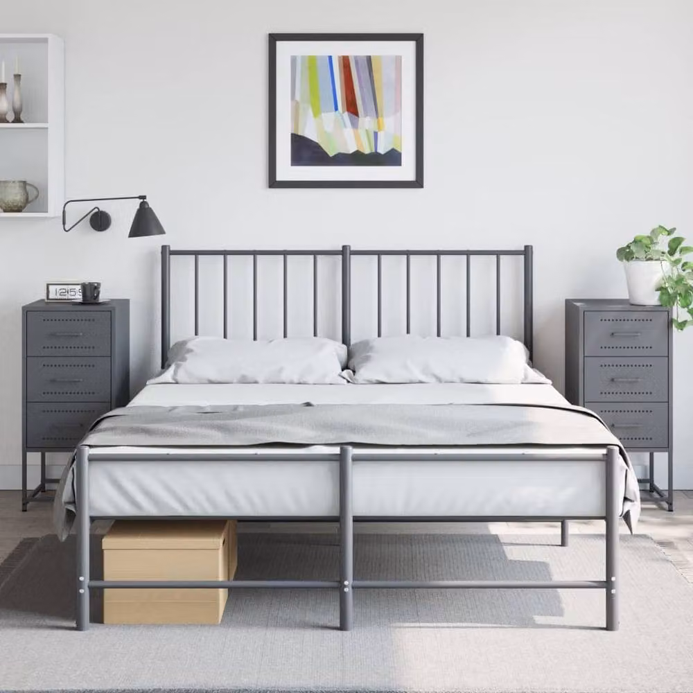 Berkfield Home Set of 2 Anthracite Metal Bedside Cabinets, W/D/H: 36 x 39 x 78 cm – 2