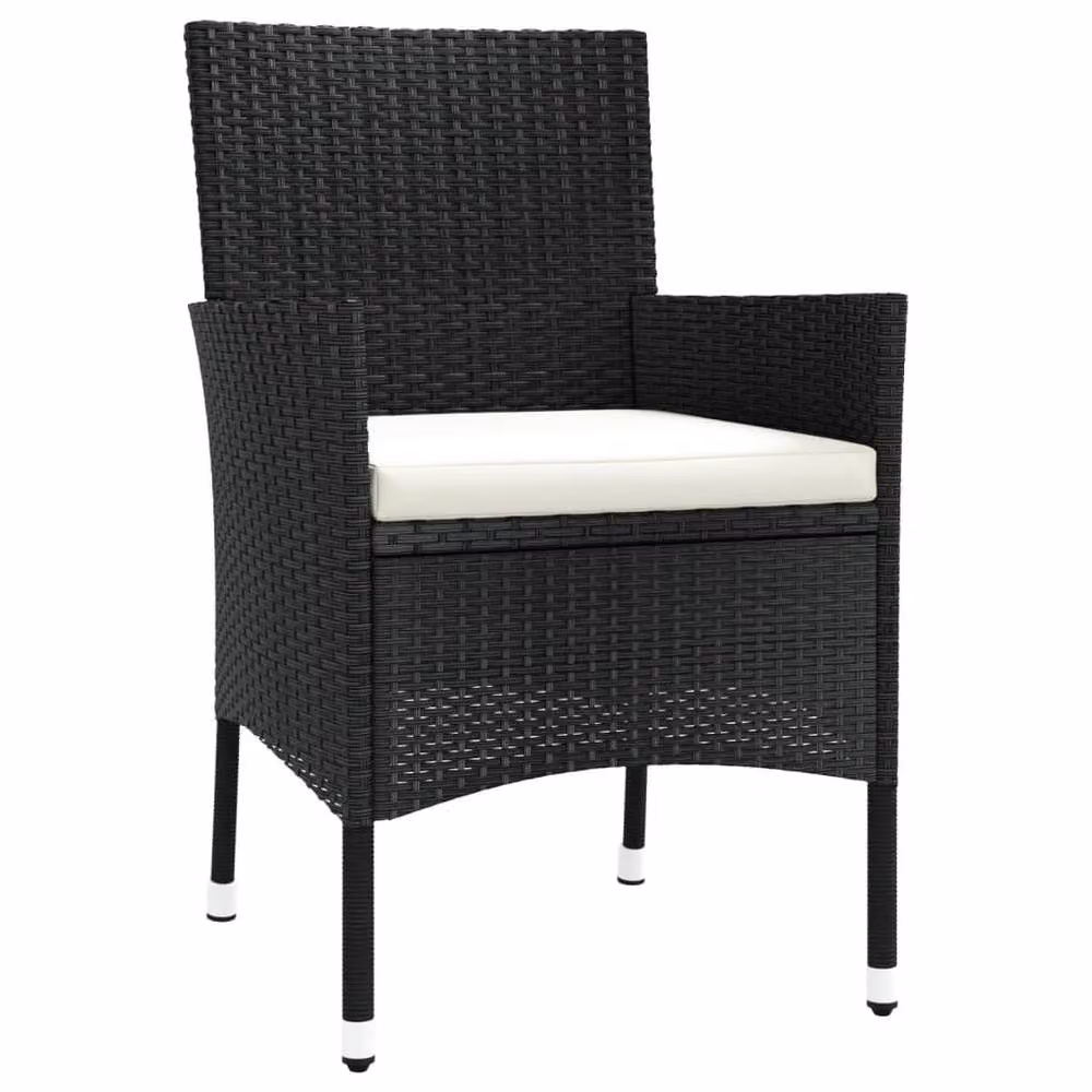 Berkfield Home Set of 4 Black Poly Rattan Garden Chairs with Cushions – 3