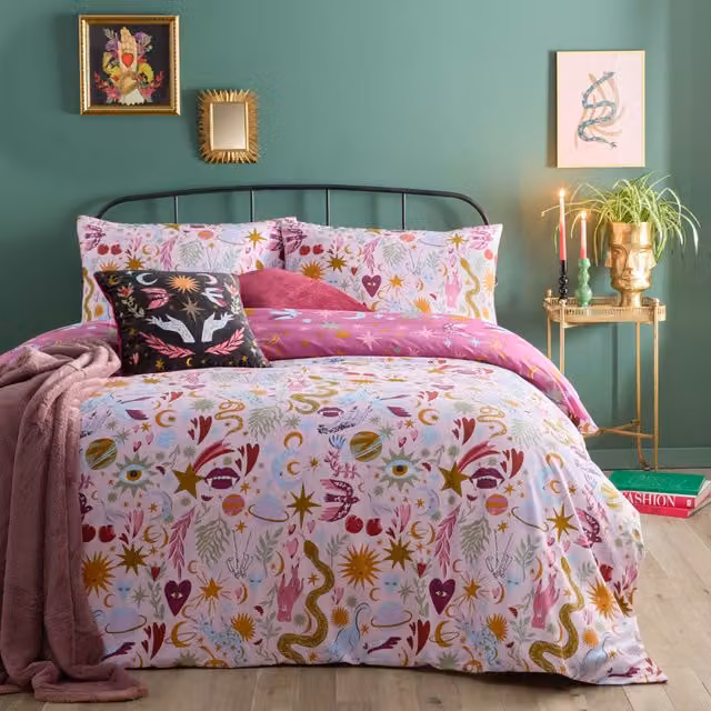 Furn Enchanted Reversible Stars Printed Duvet Cover Set, Multicolour, W/D/H: 90 x 200 cm