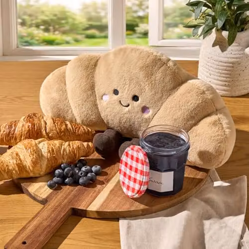 OHS Croissant Plush Decorative Pillow, Brown, 35 x 18 cm – 2