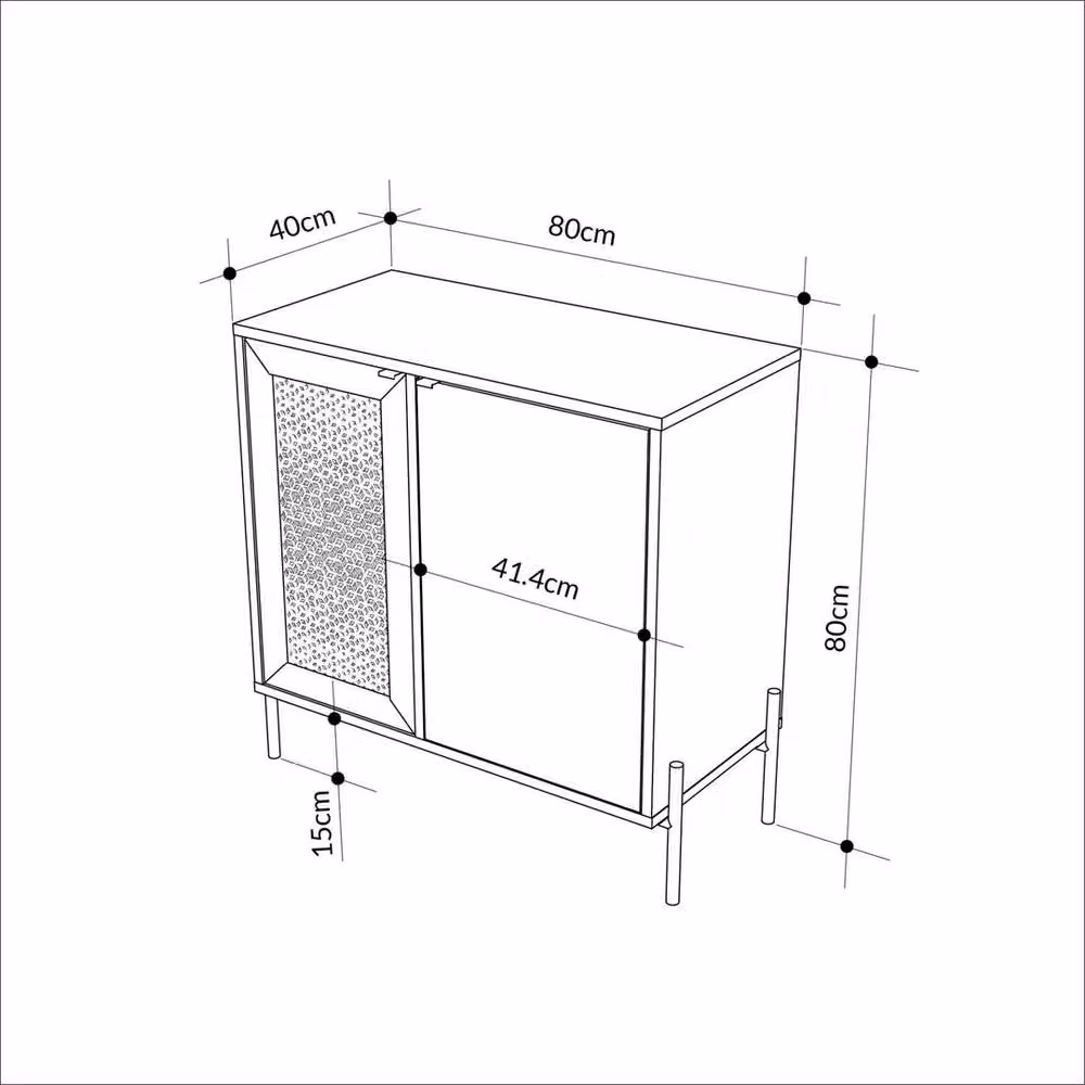 Havendro Sapphire Oak 2 Door Sideboard with Laser Cut Doors and Black Metal Legs in Light Oak – 2