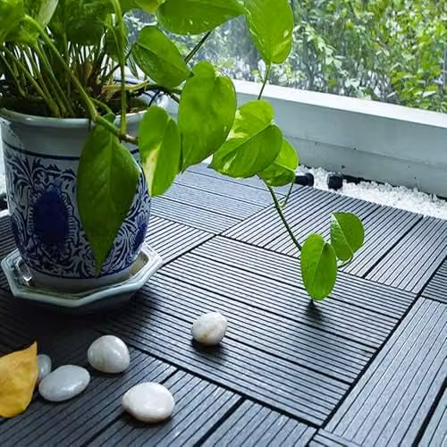 Gr8 Garden 11 Piece WPC Composite Interlocking Outdoor Decking Tiles, Black – 2