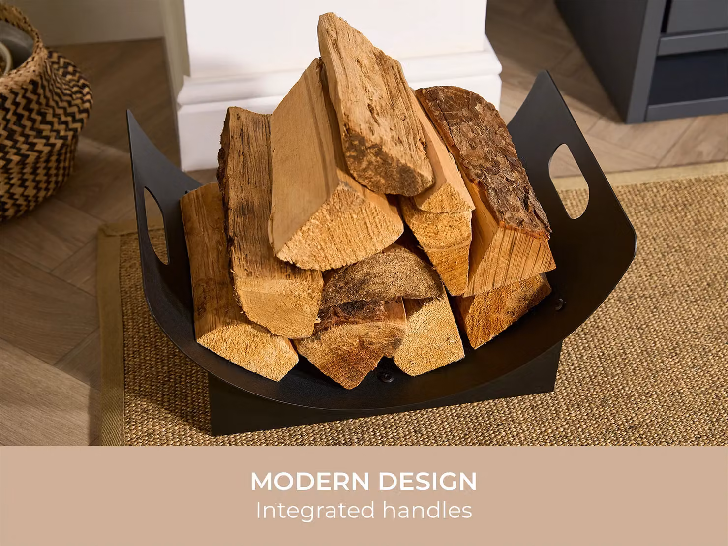 Adam Fires & Fireplaces Fairford Freestanding Metal Firewood Log Holder in Black – 3