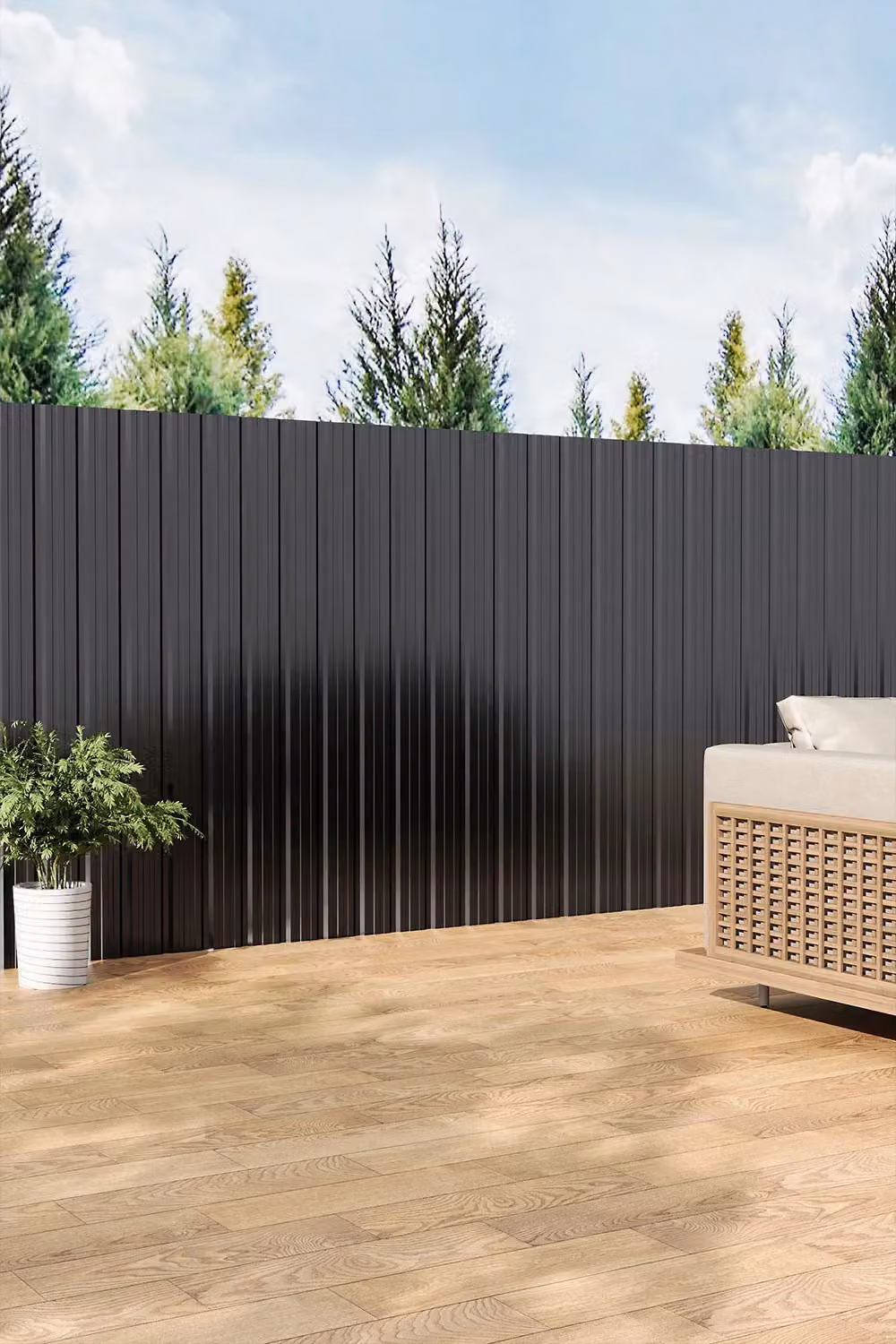 H&O Direct Set of 12 Powder Coated Corrugated Steel Panels in Grey, W: 45 cm, L: 129 cm – 2
