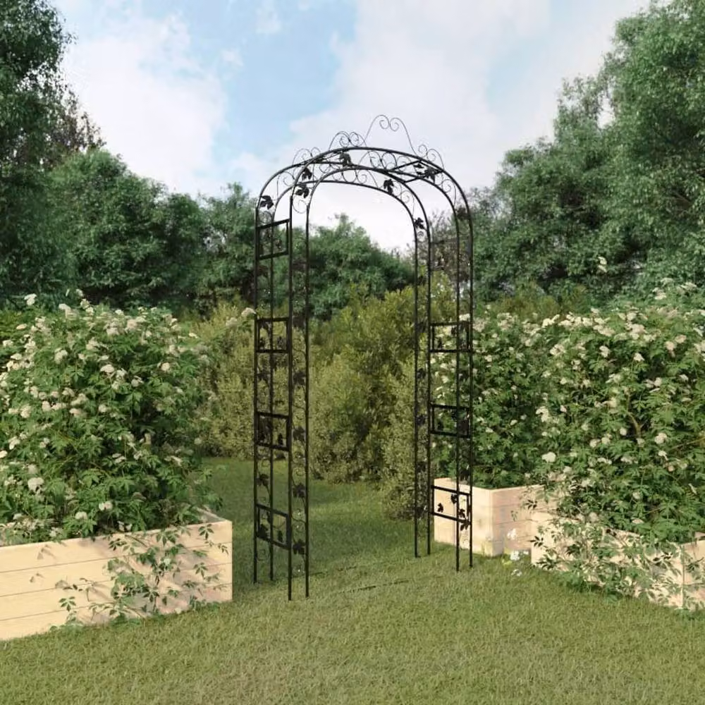 Berkfield Home Black Steel Garden Arch Trellis W/D/H: 116 x 45 x 240 cm – 2
