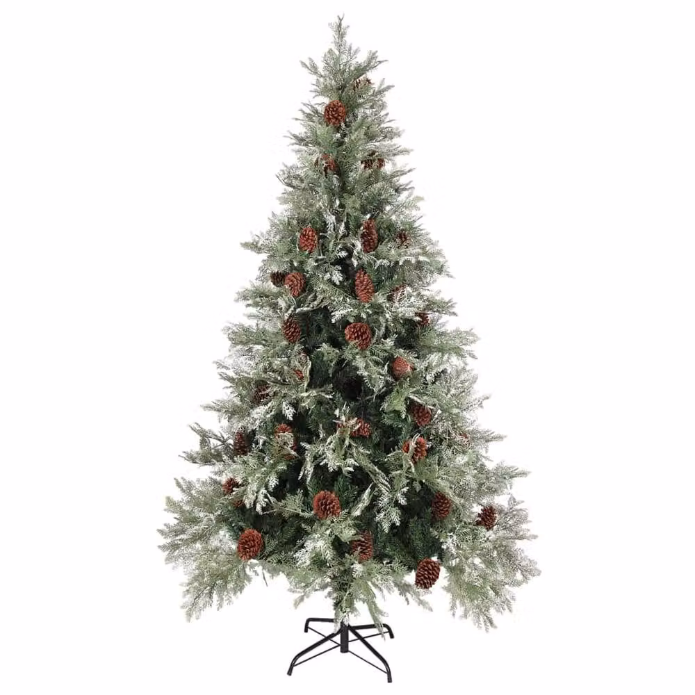 Berkfield Home Beautiful Christmas Tree with Pine Cones, Green and White, Height: 195 cm – 3