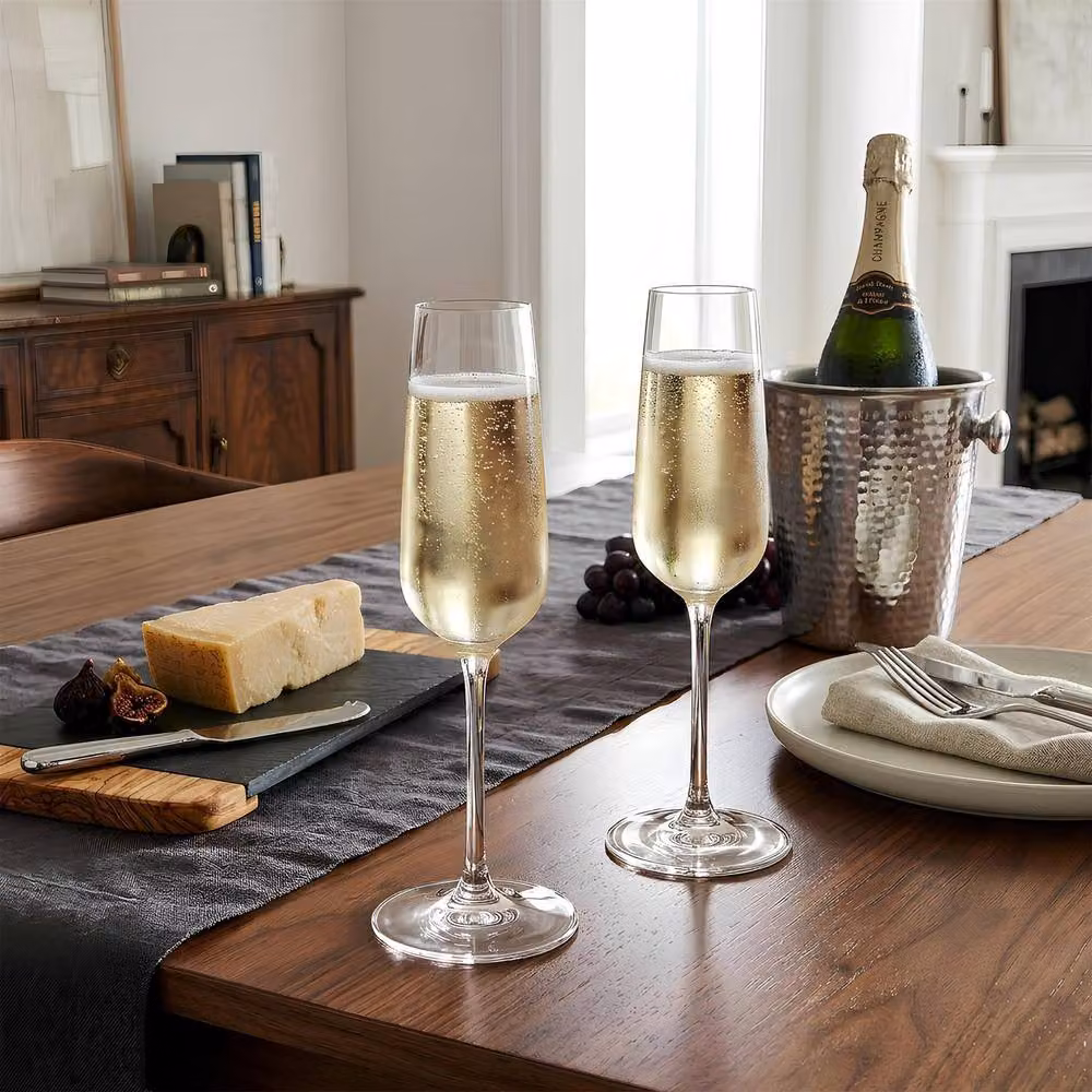 Argon Tableware Knightsbridge Lead-Free Crystal Champagne Flutes, 230ml, Pack of 6, Clear – 2
