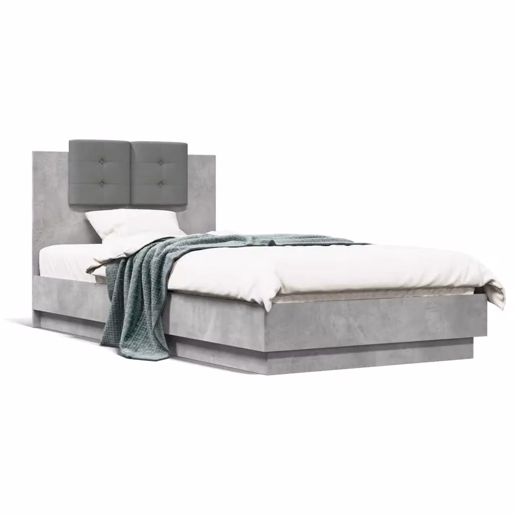 Berkfield Home Small Single Bed Frame in Concrete Grey, W: 75 cm x L: 190 cm – 2
