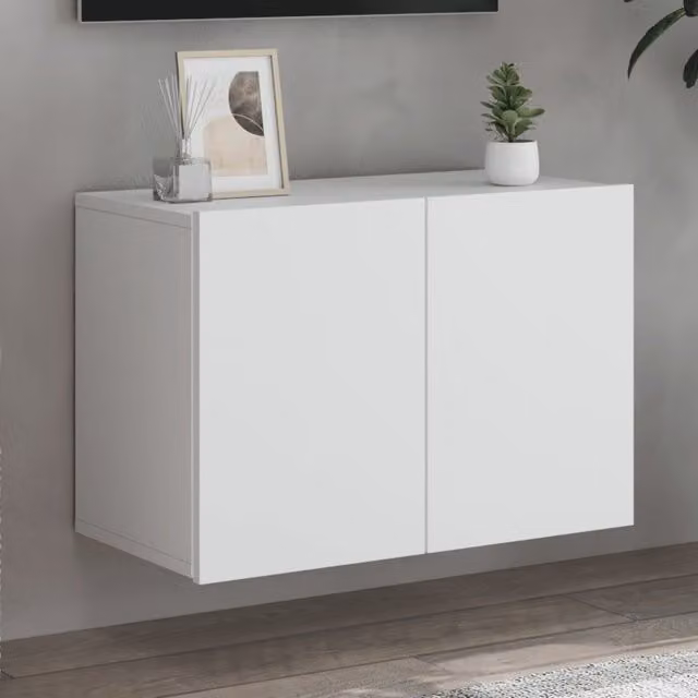 Berkfield Home Wall-mounted TV Cabinet in White, W/D/H: 60 x 30 x 41 cm