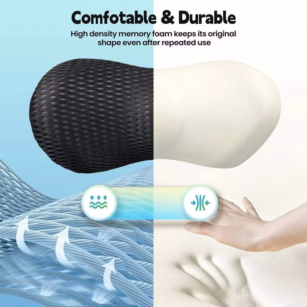 NESTLUNE Memory Foam Seat and Back Lumbar Cushion in Black, W/D/H: 120 x 135 cm – 5