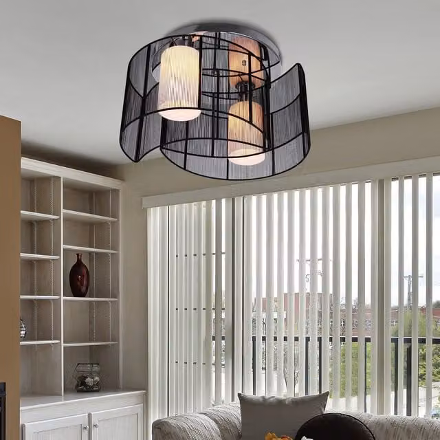 HOMCOM Modern Mini Style Flush Mount Cylinder Ceiling Light in Black