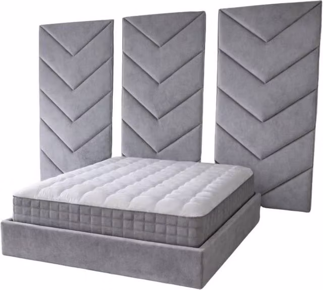 Stratus Interiors Optimus Luxury Upholstered Velvet Bed Frame, Grey, W: 135 cm, D: 190 cm – 1