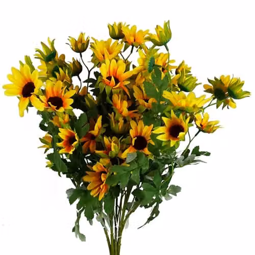 Leaf Design Yellow Daisy Artificial Flower Spray, 6 x 70 cm – 1