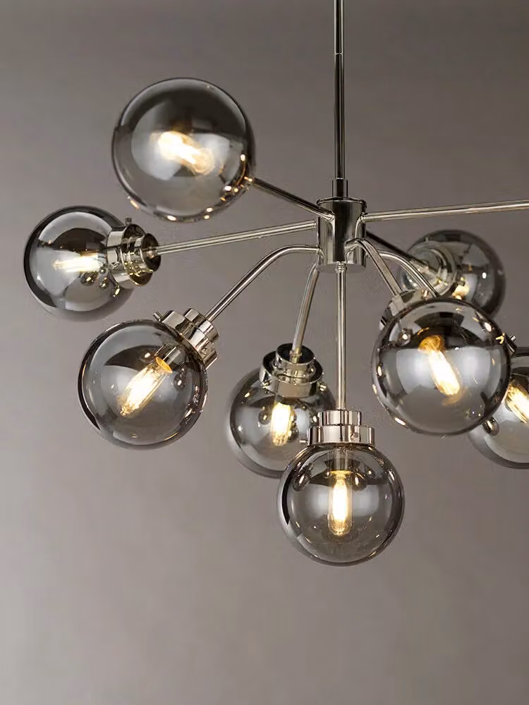 Loops 9 Bulb LED Chandelier in Silver with Smoke Glass – 2