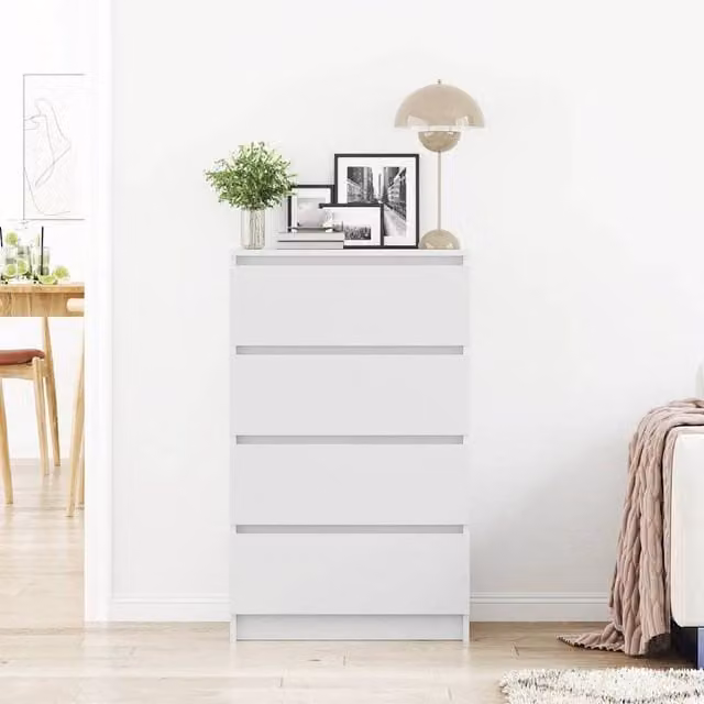 Berkfield Home White Matt Sideboard in Engineered Wood W/D/H: 60 x 35 x 98.5 cm