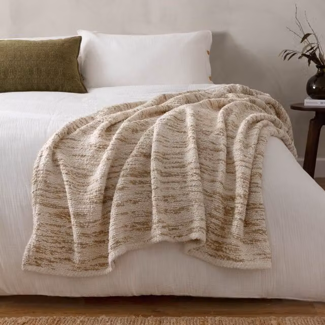 Riva Home Woven Cotton Blend Throw with Fringes in Beige, W: 130 cm, D: 180 cm – 3