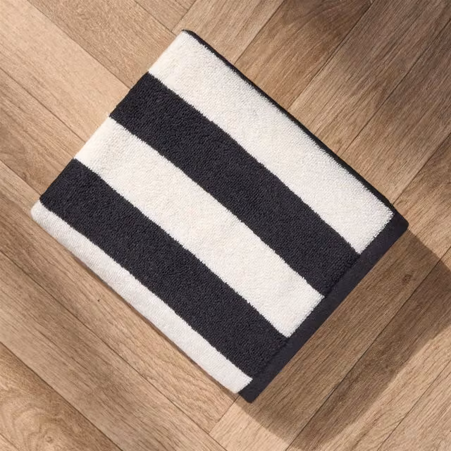 OHS 4-Piece White Striped 100% Cotton Luxury Terry Bath Towel Set