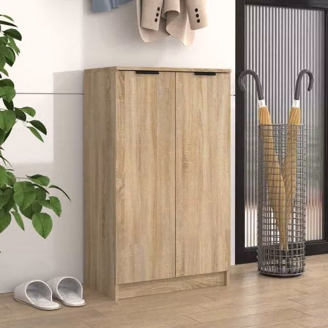 Berkfield Home Sonoma Oak Shoe Cabinet in Brown, W/D/H: 59 x 35 x 100 cm