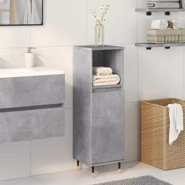 Berkfield Home Industrial Bathroom Cabinet in Grey, W/D/H: 30 x 30 x 100 cm – 1